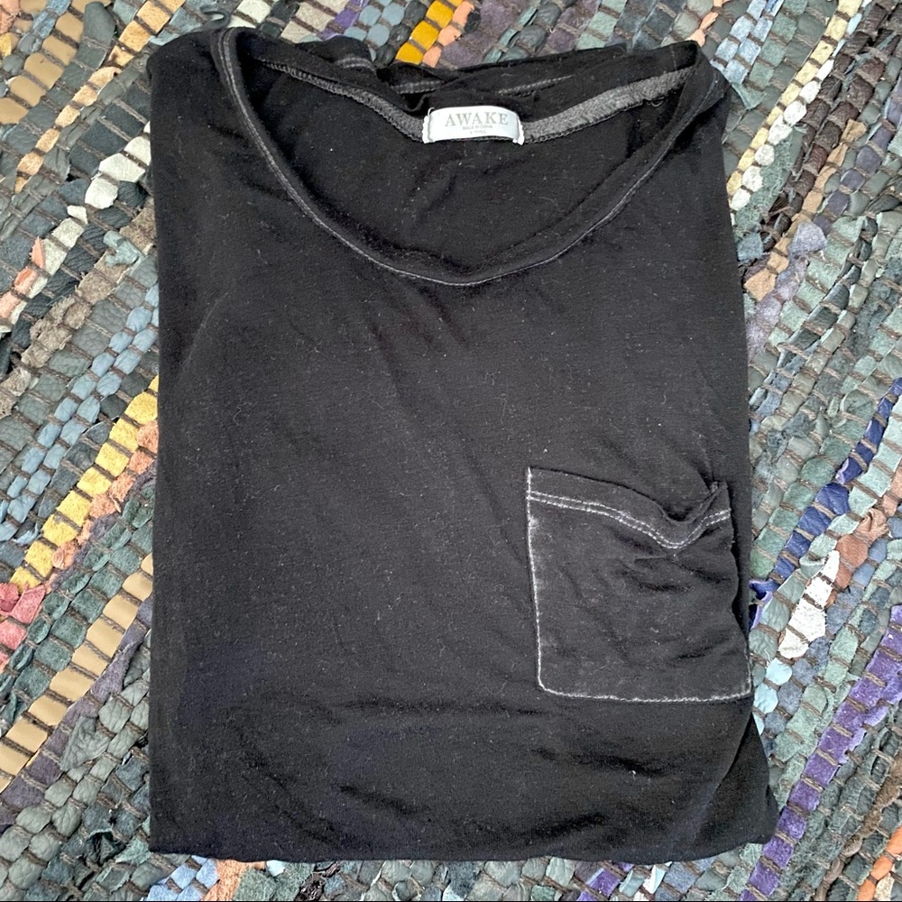 AWAKE Black Sheer Pocket Tee T-shirt Top